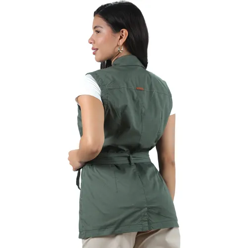 FORDAN JEANS Chaleco Mujer 3932 Cuello Sastre Con Bolsillos Ojal Y Correa