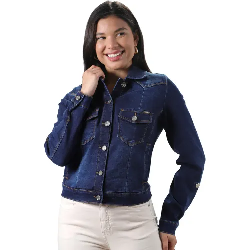 FORDAN JEANS  de Mujer modelo Casaca Jean Strech Mujer 3939 Con Corte Delantero Y Bolsillo Parche mujer 2025102819105799454  