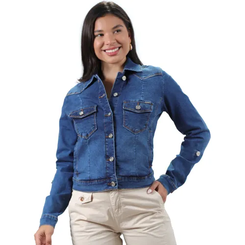 FORDAN JEANS  de Mujer modelo Casaca Jean Strech Mujer 3939 Con Corte Delantero Y Bolsillo Parche mujer 2025102819105799484  