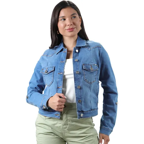 FORDAN JEANS  de Mujer modelo Casaca Jean Strech Mujer 3939 Con Corte Delantero Y Bolsillo Parche mujer 2025102819105799511  