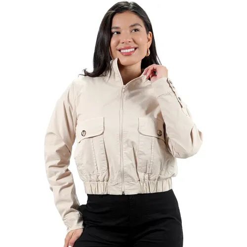 Mujer FORDAN JEANS Beige Casaca Mujer 3941 Corta Con Bolsillo Parche
