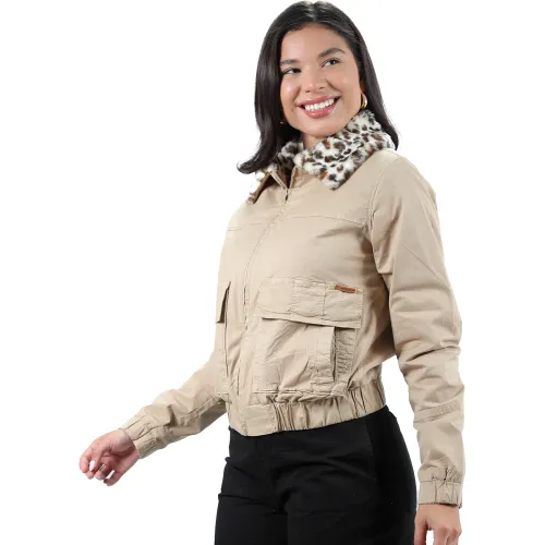 FORDAN JEANS Casaca Mujer 3944 Corta Con Cuello Peluche