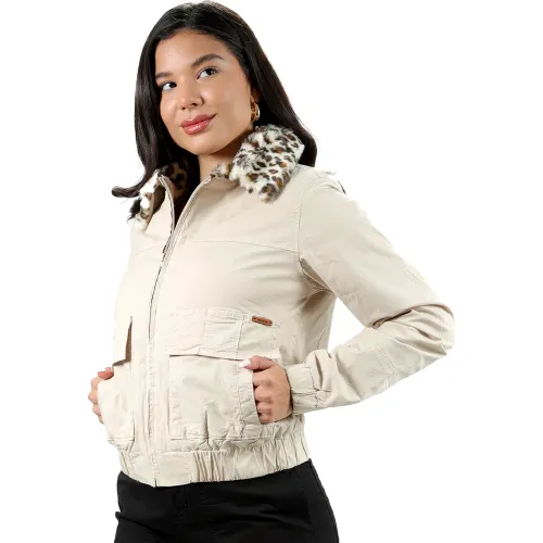 FORDAN JEANS Casaca Mujer 3944 Corta Con Cuello Peluche