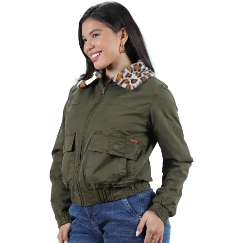FORDAN JEANS Casaca Mujer 3944 Corta Con Cuello Peluche