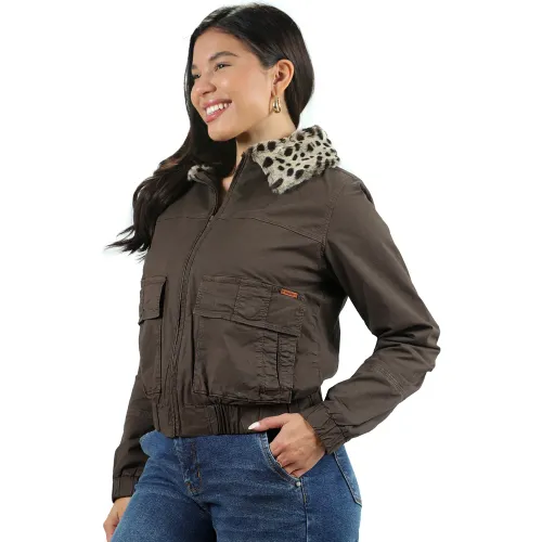 FORDAN JEANS Casaca Mujer 3944 Corta Con Cuello Peluche