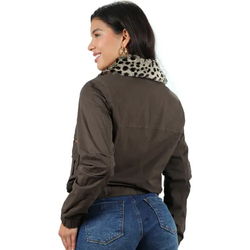 FORDAN JEANS Casaca Mujer 3944 Corta Con Cuello Peluche