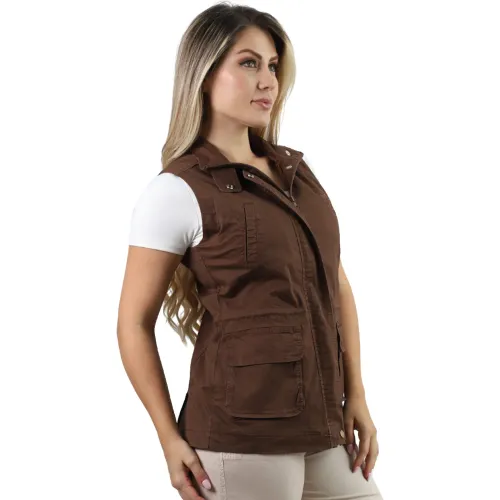 FORDAN JEANS Chaleco Mujer 3945 Con Traba Cuello Y Abertura