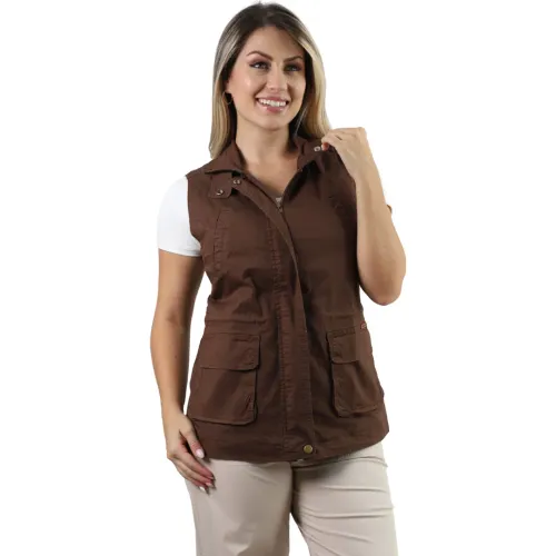 FORDAN JEANS Chaleco Mujer 3945 Con Traba Cuello Y Abertura
