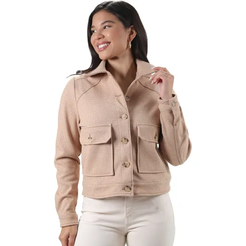 FORDAN JEANS Saco Mujer 3949 Cuello Camisero Bolsillo Parche