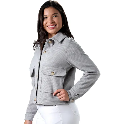 FORDAN JEANS Saco Mujer 3949 Cuello Camisero Bolsillo Parche