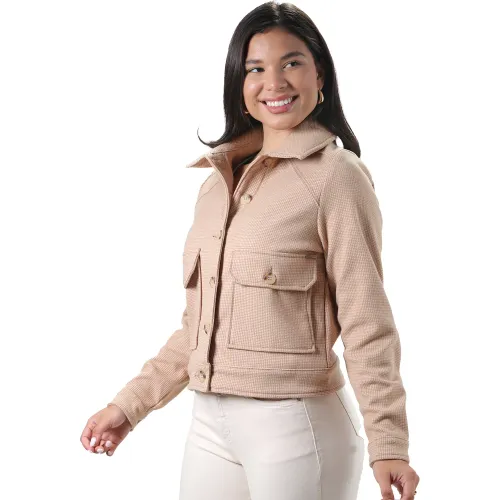 FORDAN JEANS  de Mujer modelo Saco Mujer 3949 Cuello Camisero Bolsillo Parche cameles mujer 2025102819105799997  