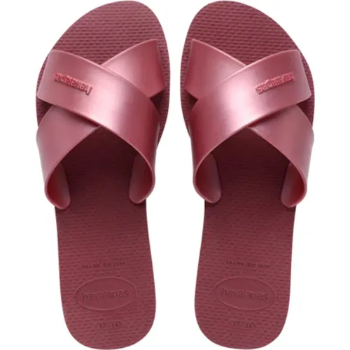 Mujer Havaianas Rojo Sandalias Mujer Aqua Metallic