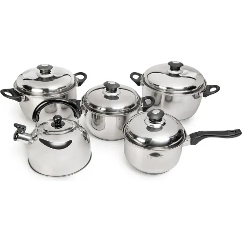 ICHIMATSU Plateado modelo Jgo Ollas Camelia X 10 Pz A/Inox F/Dif.T/Acero (Olla 20/22/24+ Tetera 3 Lt ) Jyg-125-10 plateados 2025110422461775188