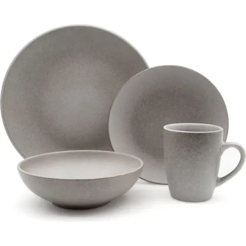 ICHIMATSU Jgo Vajilla X 16 Pza Gris (P. 10.6/P. 7.8/B. 7.2/J. 5) By002