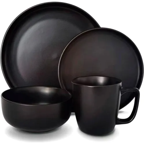 ICHIMATSU Jgo Vajilla X 16 Pza Negro Intenso Mate (P.10.5/ P.8/ B.5.5/ J. 13oz) Dw-02(Ocs)