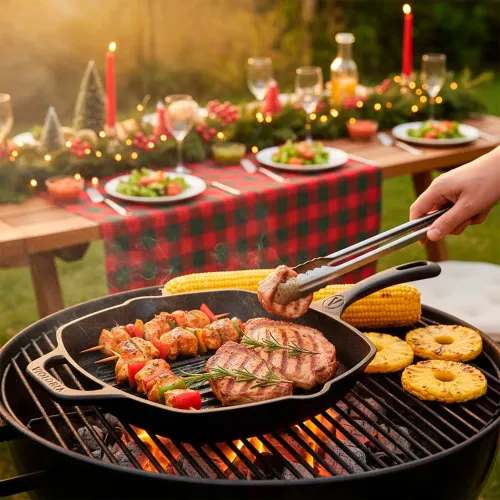 VICTORIA Sarten Hierro Fundido Grill 26 Cm Rectang. (10x10) Esmaltada # 34443victoria