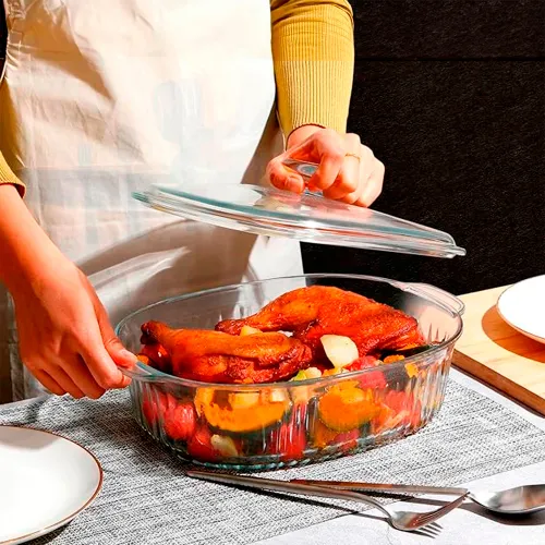 ICHIMATSU Cacerola Vidrio Borosilicato Ovalado P/Hornear 2.8l