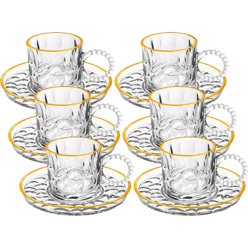 ICHIMATSU Transparente modelo Set X 6 Taza C/Plato Vidrio B/Dorado 100 Ml Oct-Zs118707asstj transparentes 2025110422461775431