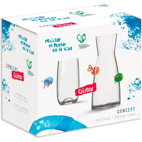 CRISTAR Transparente modelo Set De Jarra + 4 Vasos transparentes 2025110422461775491