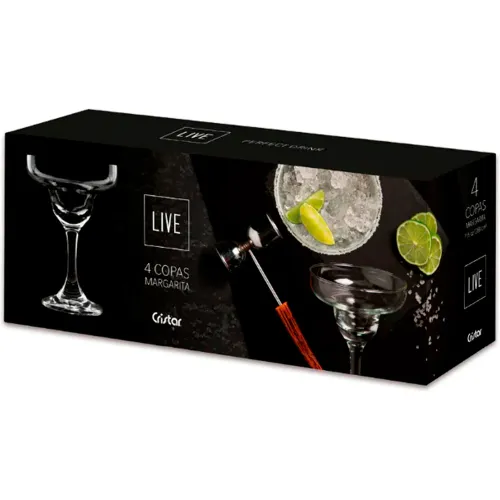 CRISTAR Set De 4 Copas Para Margaritas