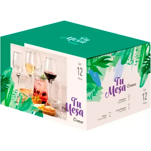 CRISTAR Transparente modelo Set Brunello X 4 Pz X 3 Modelos De Copas Diferentes transparentes 2025110422461775530