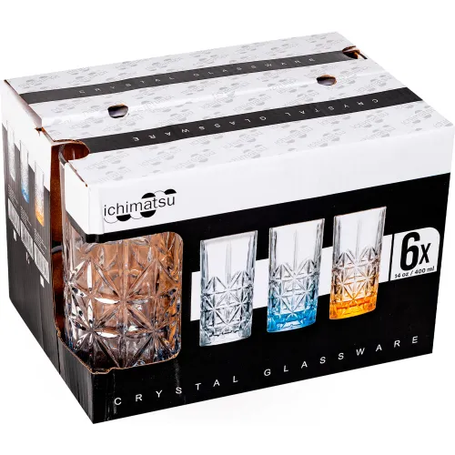 ICHIMATSU Set X 6 Vaso Alto Labrado Azul 400ml #814cb Ichimatsu