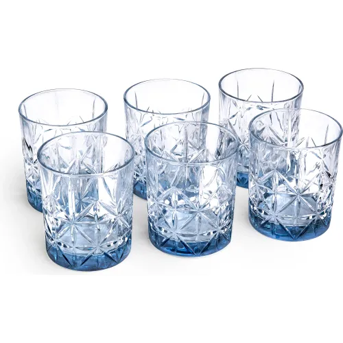 ICHIMATSU Set X 6 Vaso Bajo Labrado Azul 315ml #5412cbichimatsu