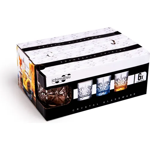 ICHIMATSU Set X 6 Vaso Bajo Labrado Naranja 315ml #5412crichimatsu