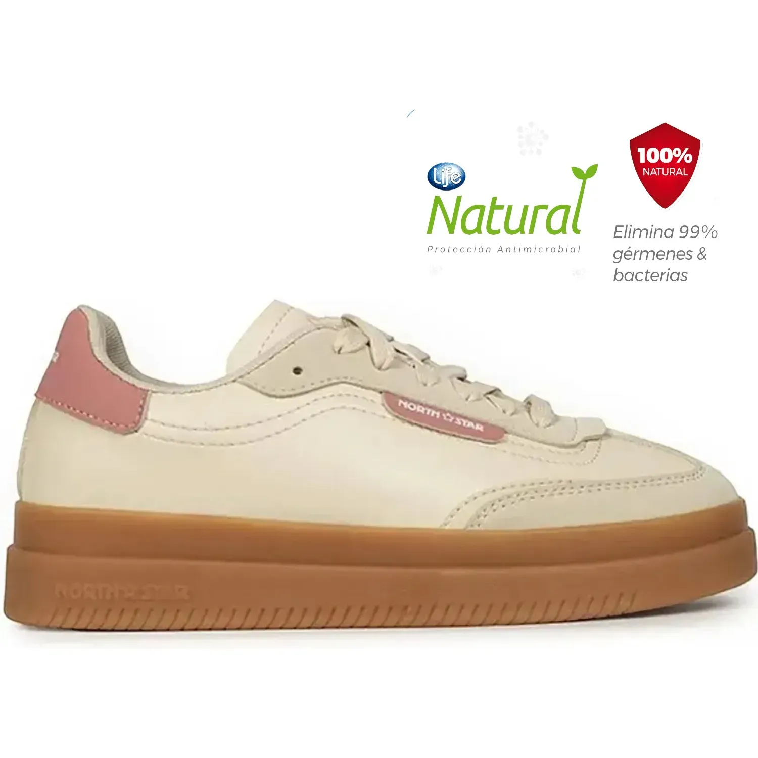 Zapatillas North Star Urbanas Mujer Striker Elev8 color beige / rosado | Platanitos