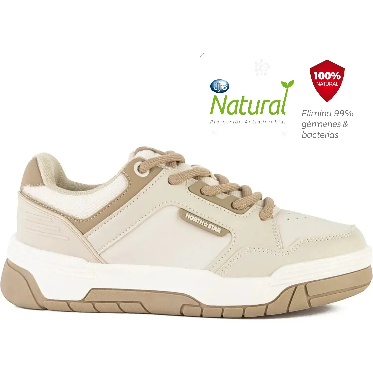 Zapatillas North Star Urbanas Mujer Skater Chunk color beige | Platanitos