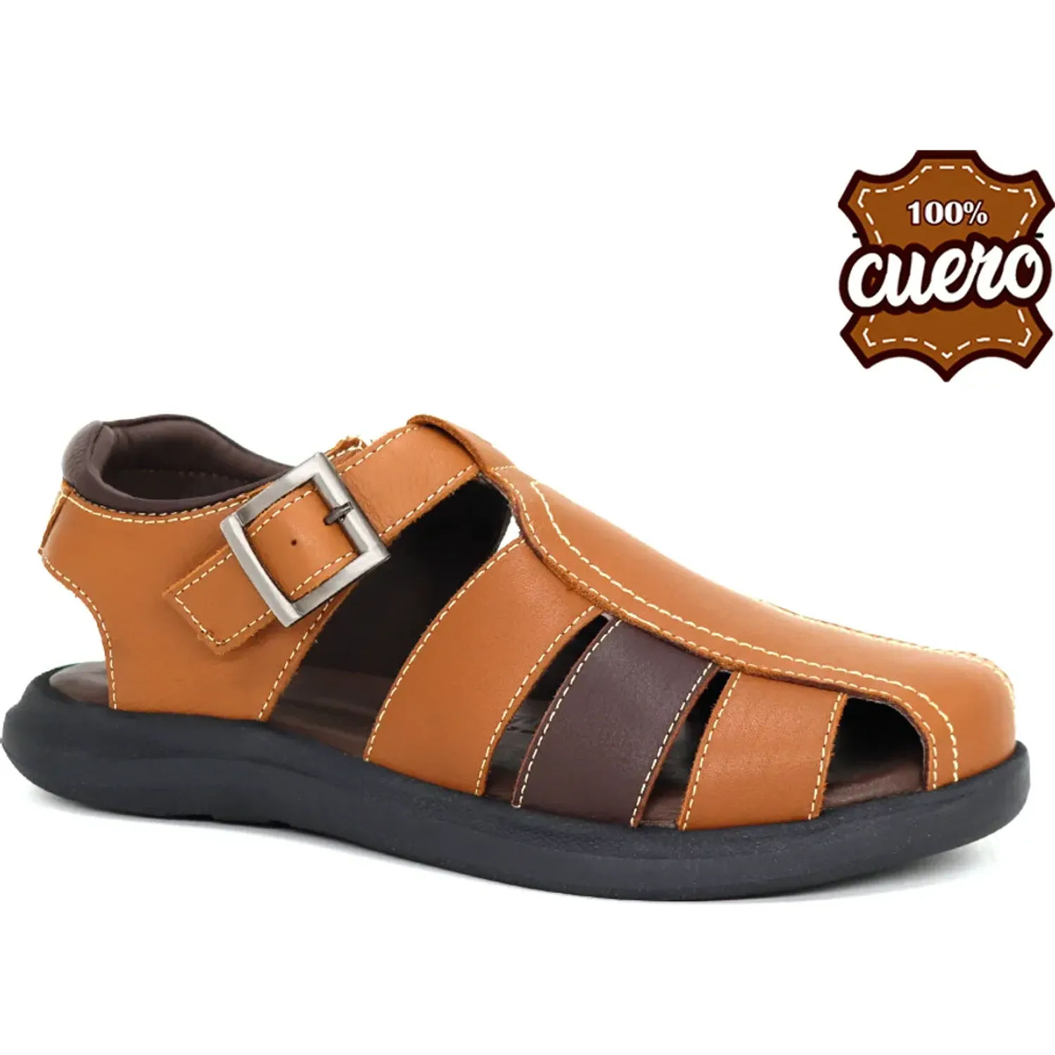 Sandalias Conters Casuales De Cuero Para Hombre Kn25q3-832 color coñac | Platanitos
