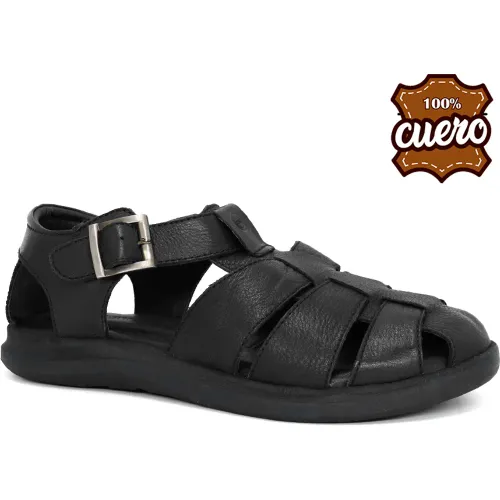 Sandalias Conters Casuales De Cuero Para Hombre Kn25q3-825 color negro | Platanitos