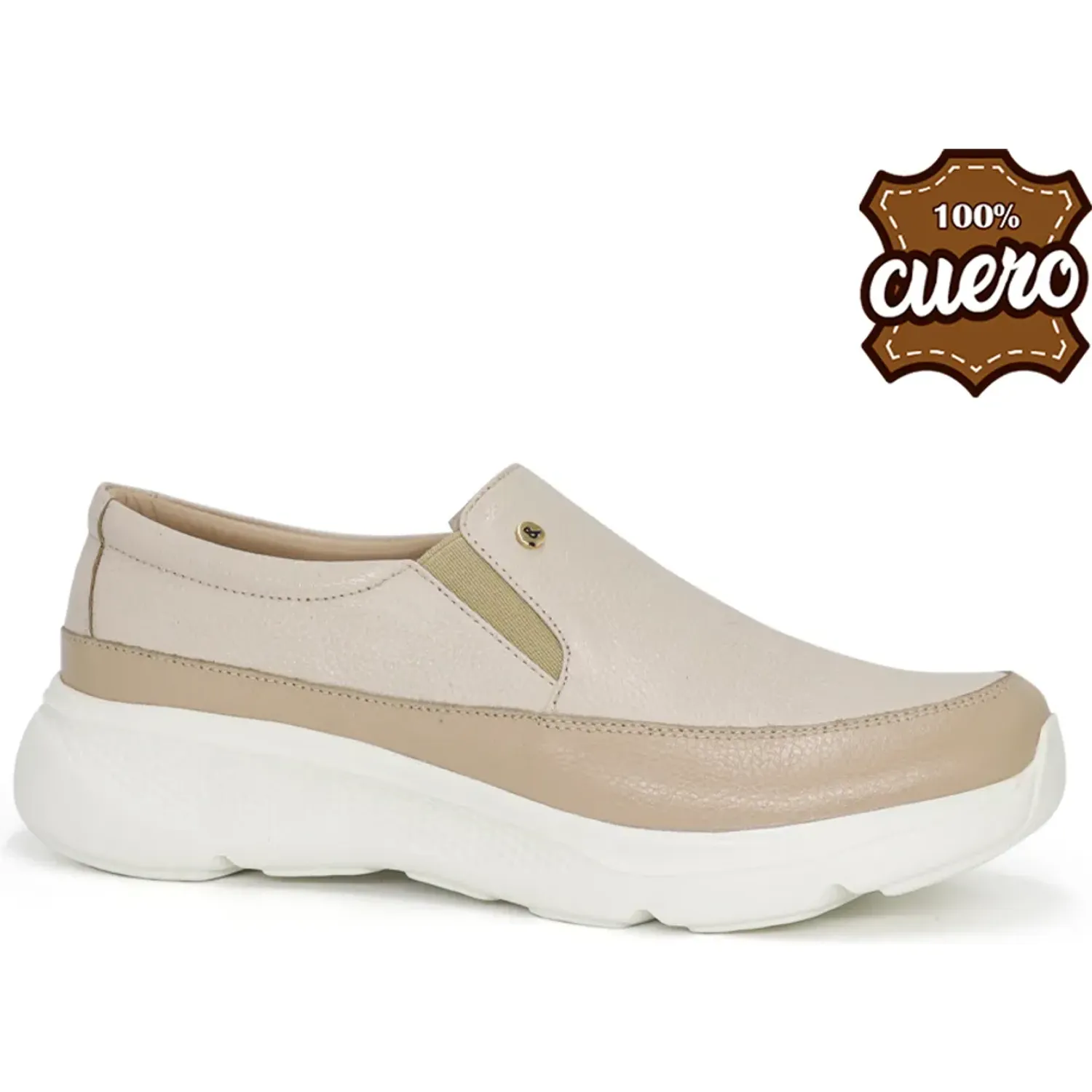 Mocasin Par&Ss Casual De Cuero Para Mujer Ka25q1-Aira color beige | Platanitos