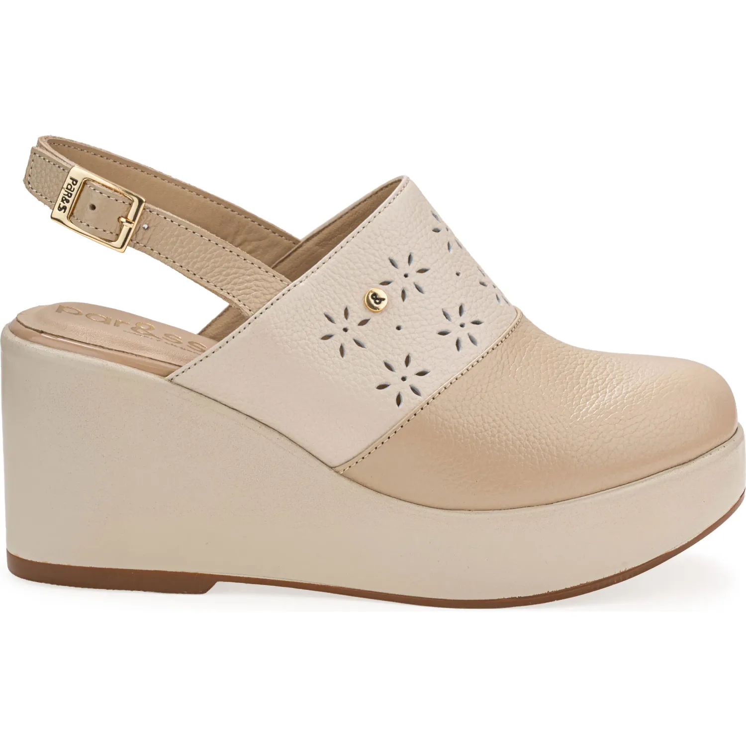 Zuecos Par&Ss Casuales De Cuero Para Mujer Ka25-Radelia color beige/hueso | Platanitos