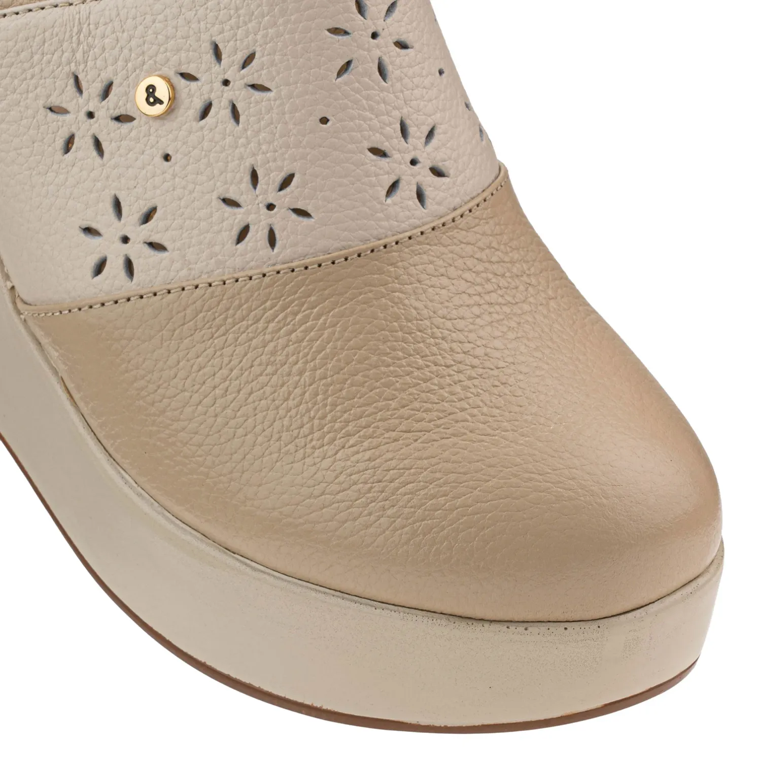 Zuecos Par&Ss Casuales De Cuero Para Mujer Ka25-Radelia color beige/hueso | Platanitos