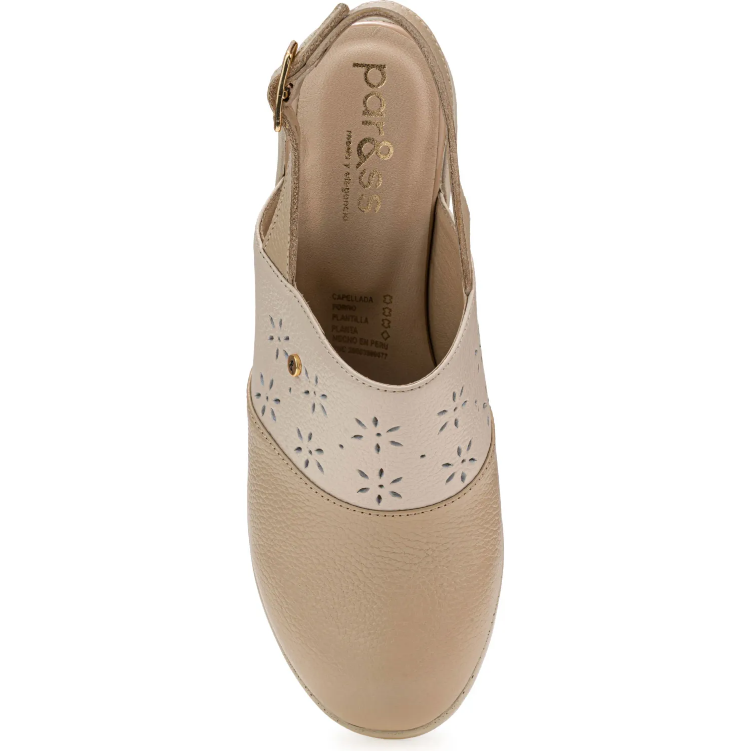 Zuecos Par&Ss Casuales De Cuero Para Mujer Ka25-Radelia color beige/hueso | Platanitos