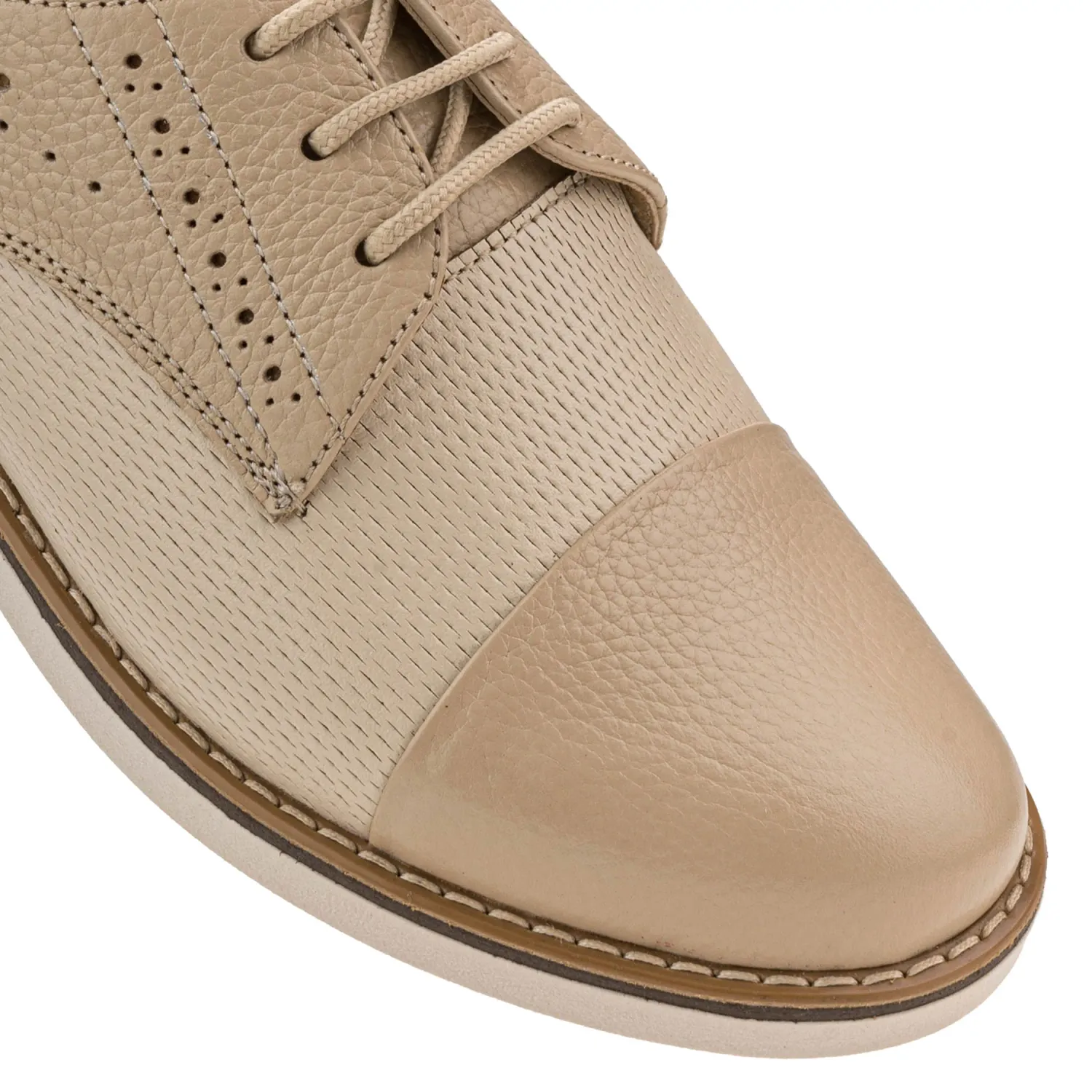 PAR&SS Zapatos Par&Ss Oxford De Cuero Para Mujer Ka25q4-2025 color beige/hueso | Platanitos