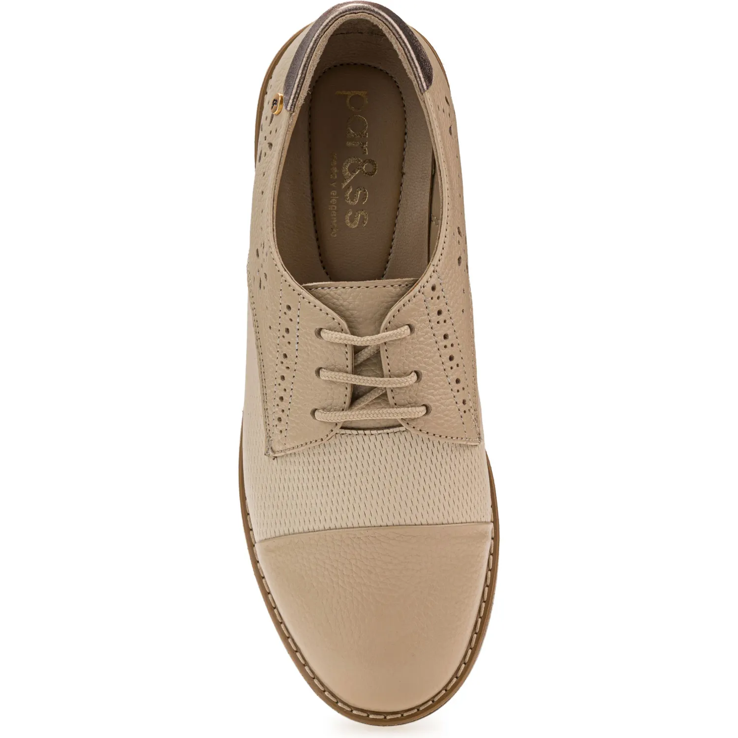 PAR&SS Zapatos Par&Ss Oxford De Cuero Para Mujer Ka25q4-2025 color beige/hueso | Platanitos