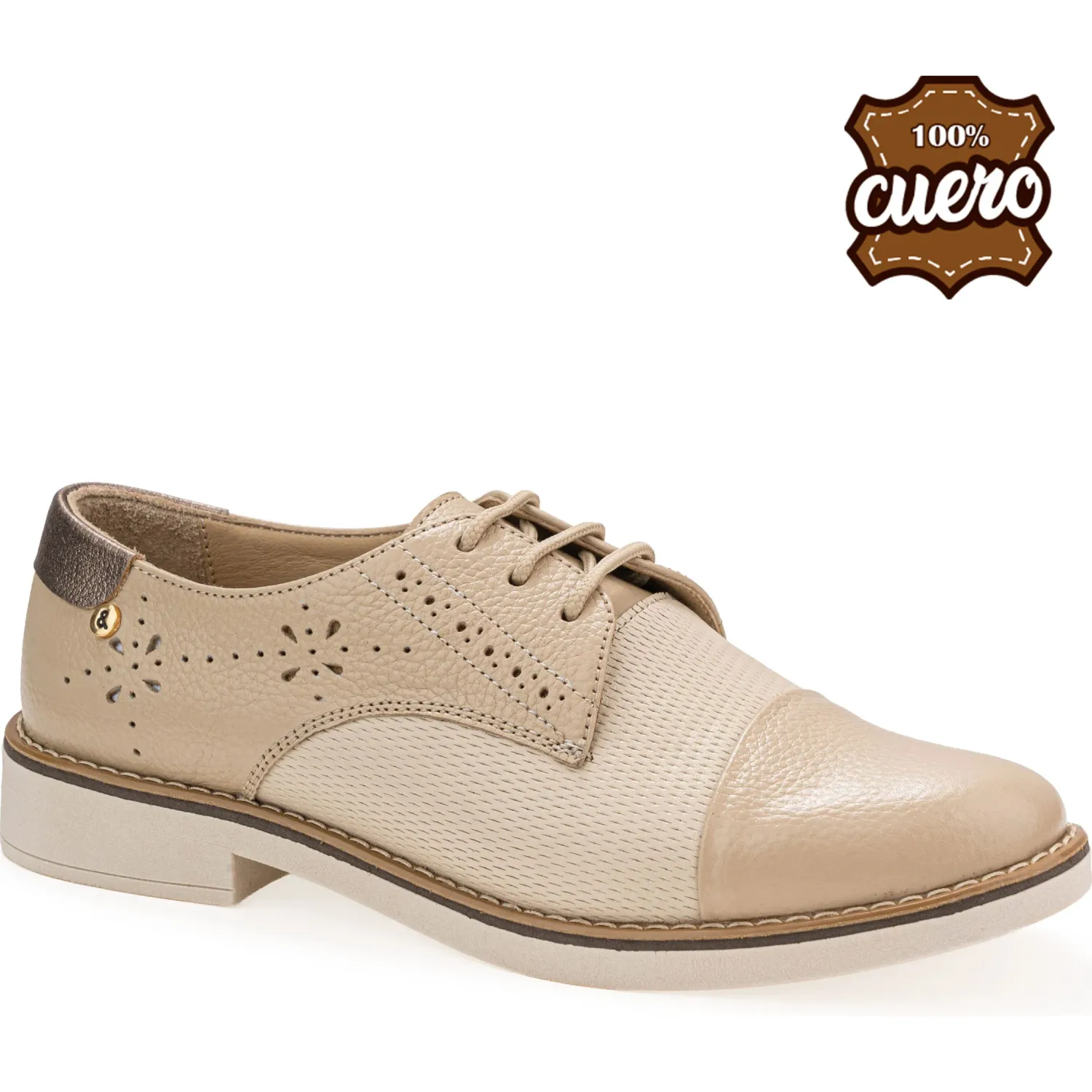 PAR&SS Zapatos Par&Ss Oxford De Cuero Para Mujer Ka25q4-2025 color beige/hueso | Platanitos