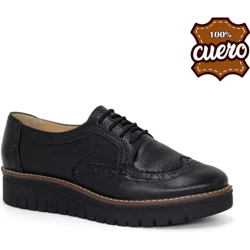 Mujer PAR&SS Negro Zapatos Oxford De Cuero Para Mujer Ka25q4-Yely