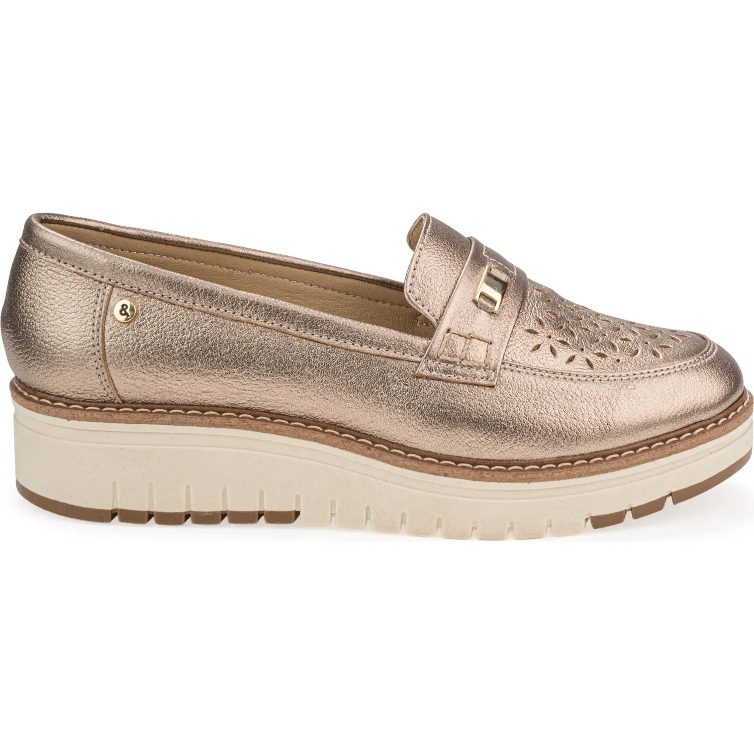 Mocasin Par&Ss Casual De Cuero Para Mujer Ka25q4-Kalika color platino oro | Platanitos