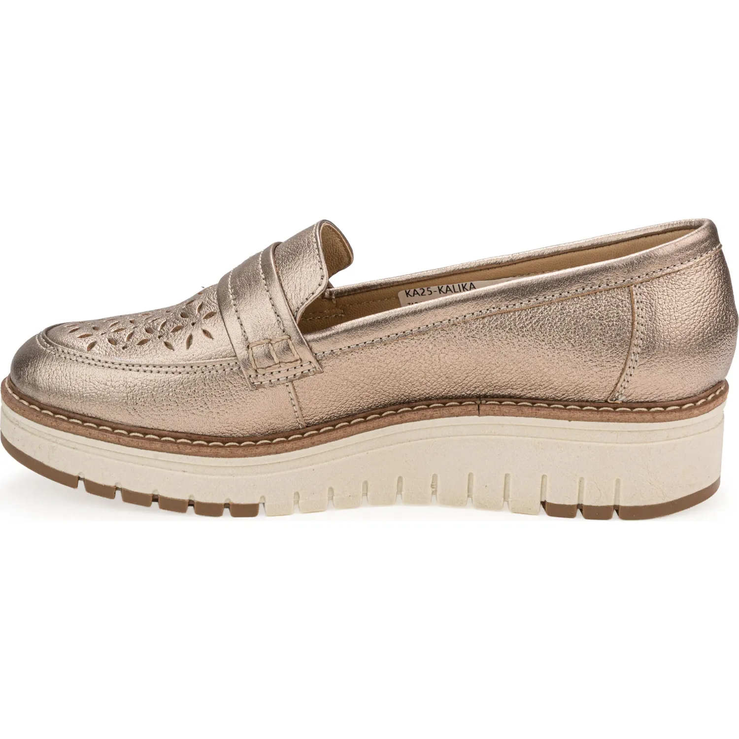 Mocasin Par&Ss Casual De Cuero Para Mujer Ka25q4-Kalika color platino oro | Platanitos