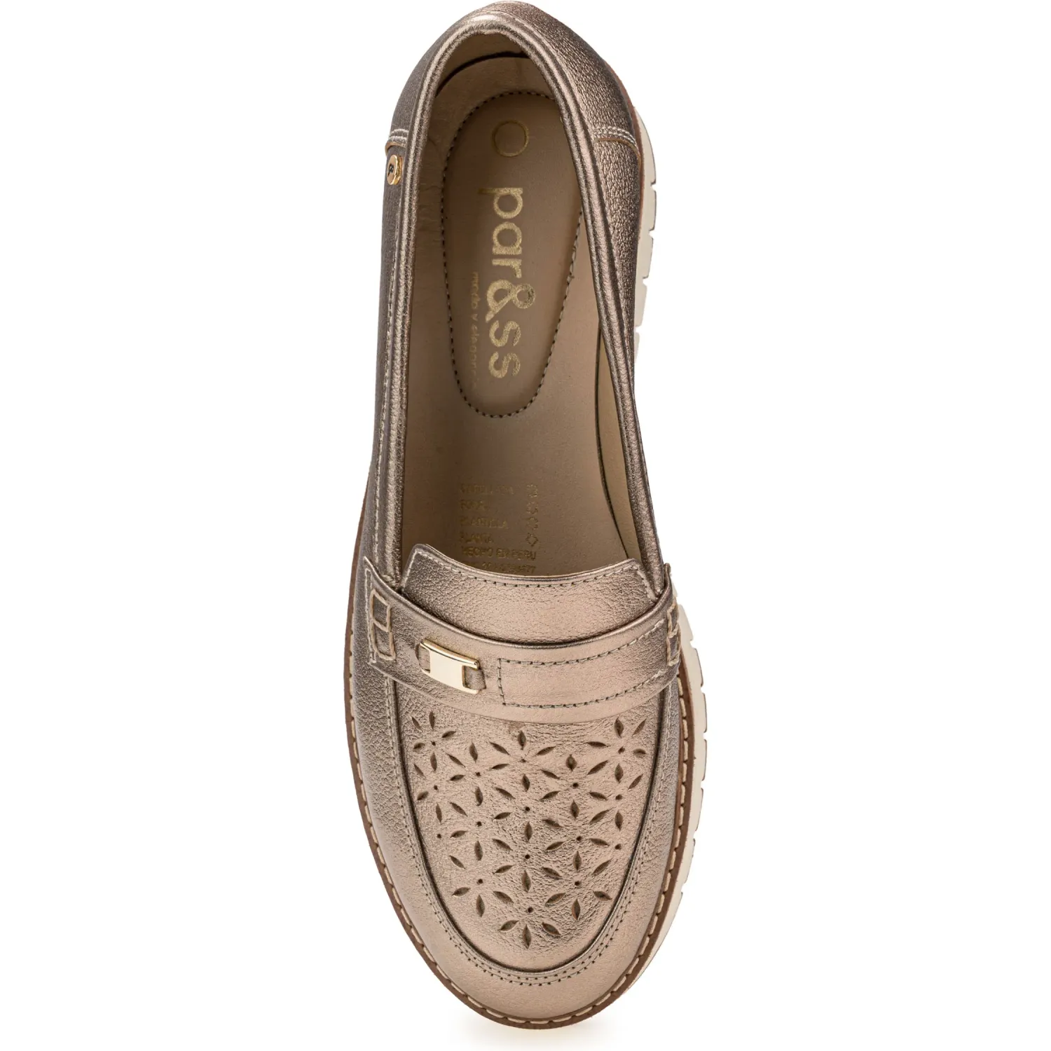 Mocasin Par&Ss Casual De Cuero Para Mujer Ka25q4-Kalika color platino oro | Platanitos