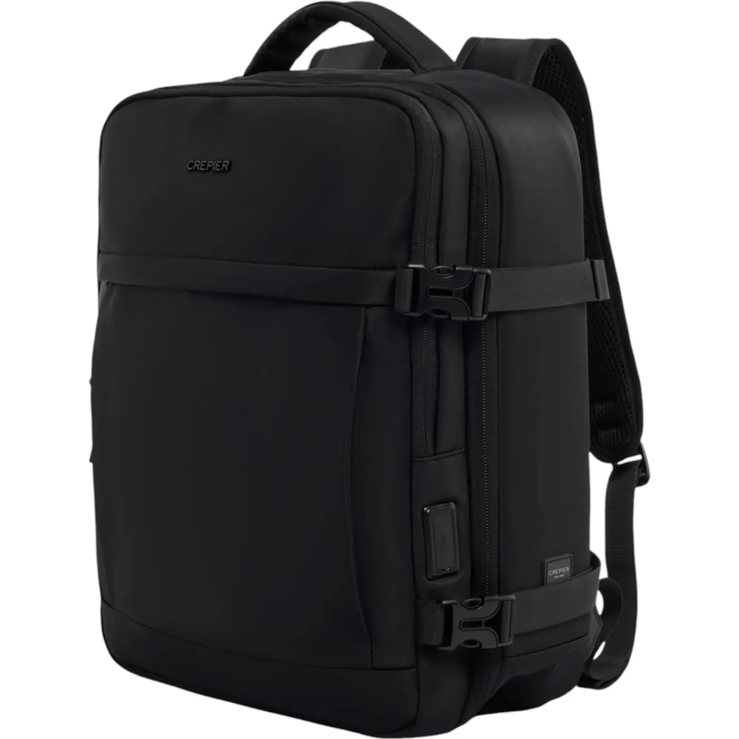 Mochila Crepier Viajera Unisex Dallas 2.0 Grande color negro | Platanitos