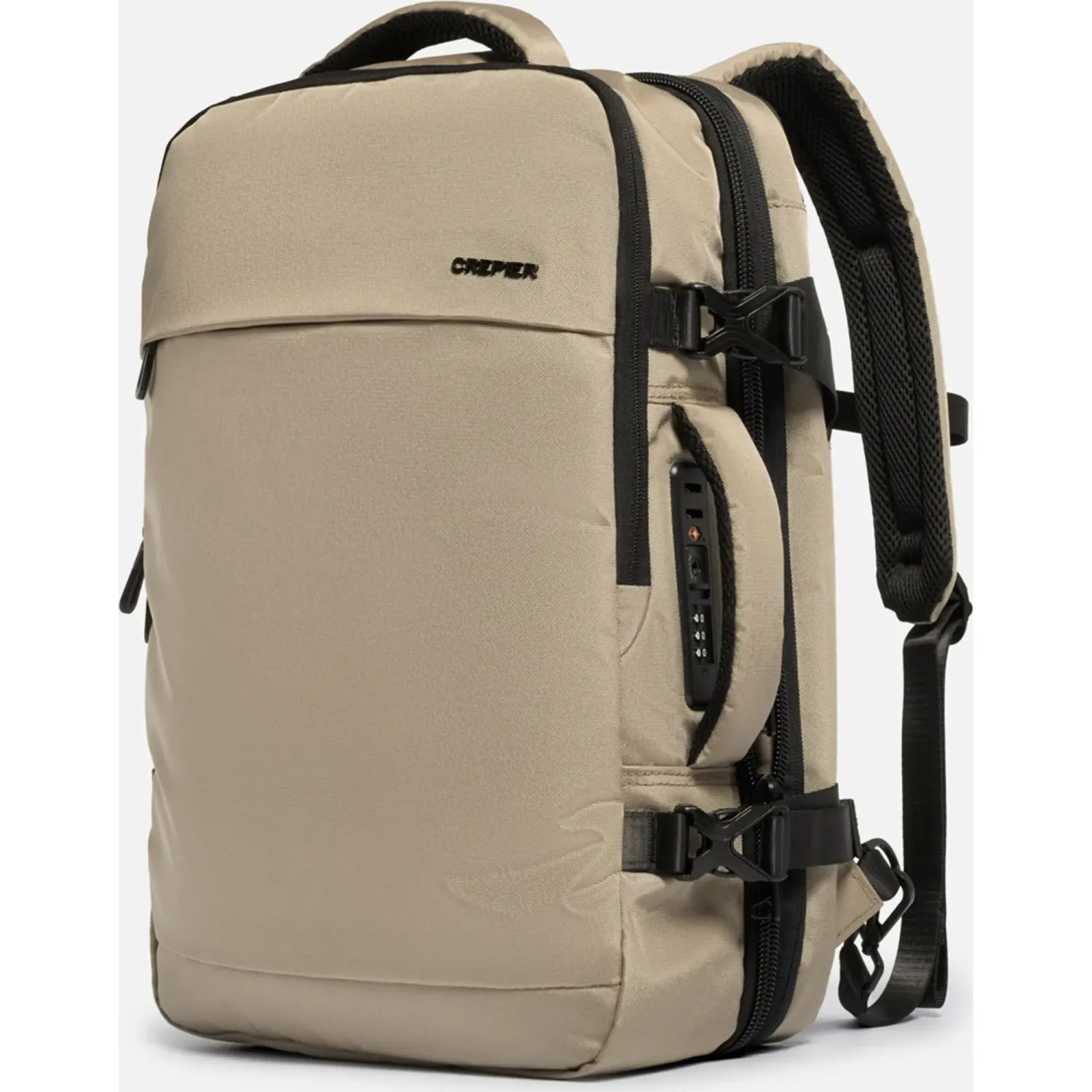 Mochila Crepier Viajera Unisex Preston 3.0 Grande color avena | Platanitos