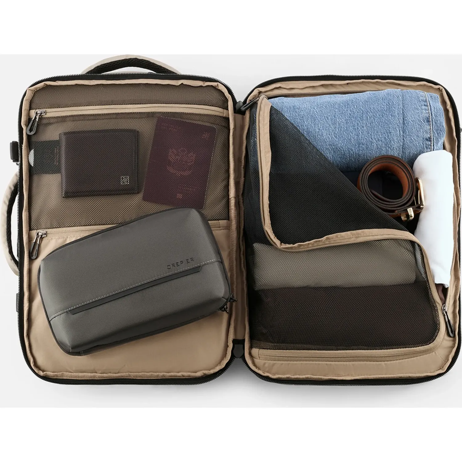 Mochila Crepier Viajera Unisex Preston 3.0 Grande color avena | Platanitos