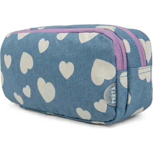 PORTA Cartuchera Escolar Niña Aura Denim Hearts