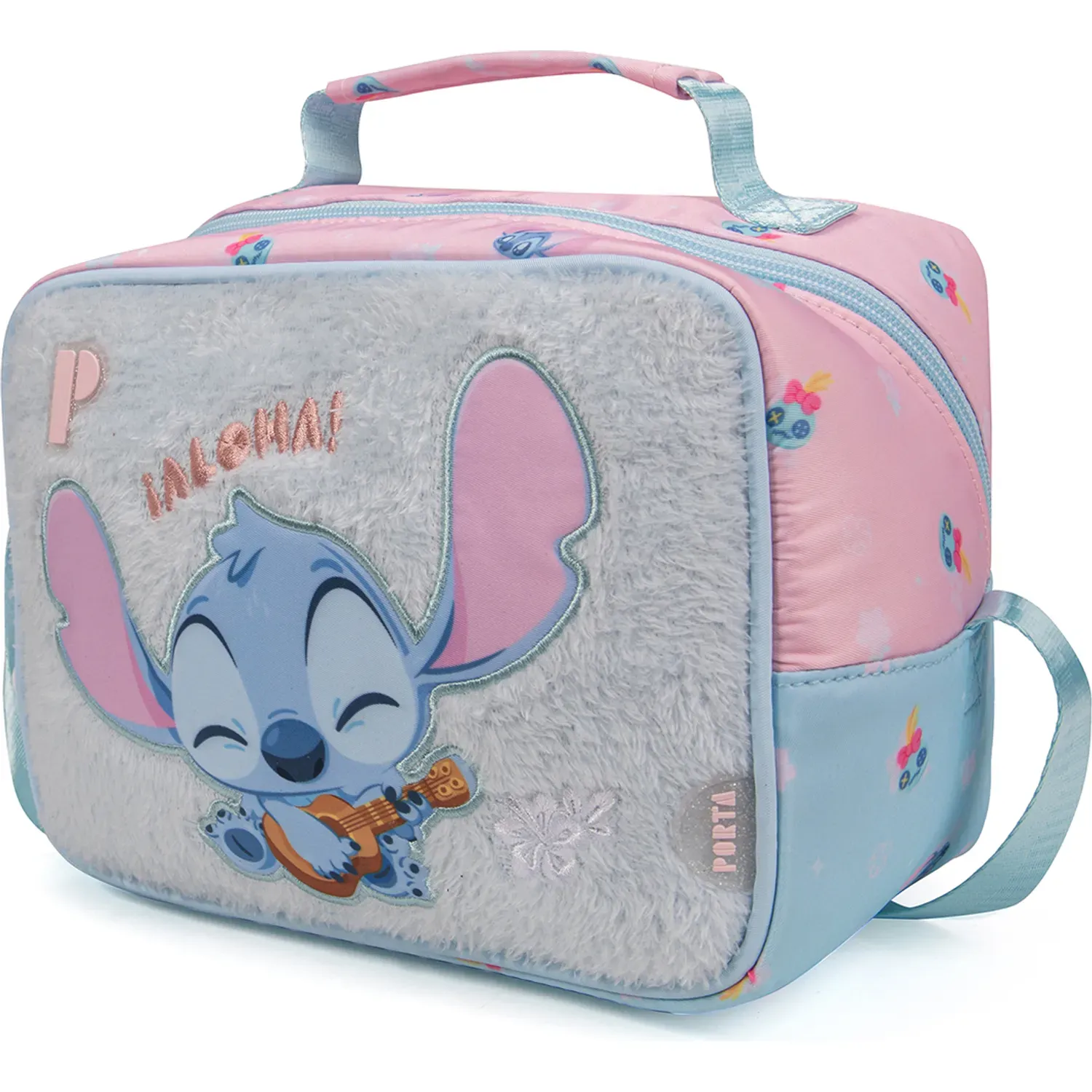 Lonchera Porta Escolar Niña Vany Stitch & Scrump color rosado | Platanitos