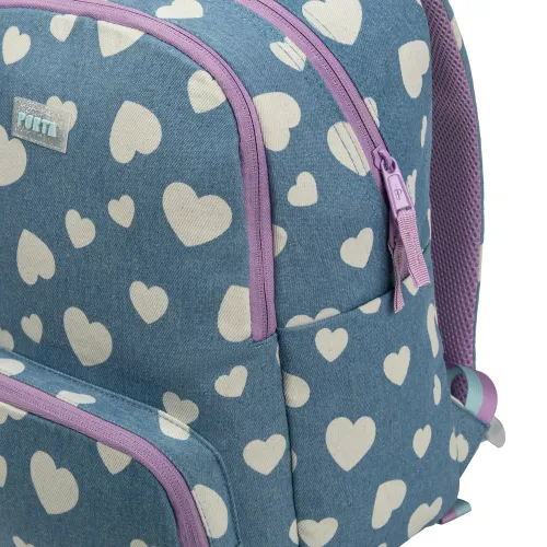 PORTA Mochila Escolar Niña Aura Denim Hearts