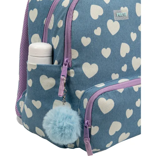 PORTA Mochila Escolar Niña Aura Denim Hearts